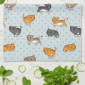 patroon met grappige katten theedoek (Gevouwen)