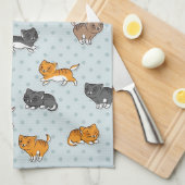 patroon met grappige katten theedoek (Quarter Fold)