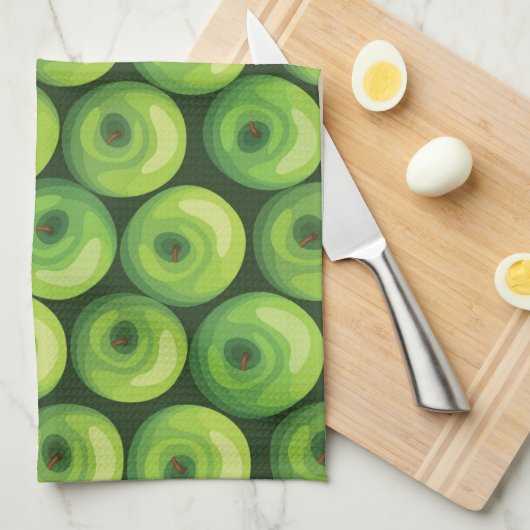 Patroon met groene appels theedoek (Quarter Fold)