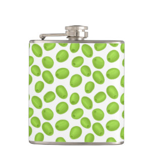 Patroon met groene olijven heupfles