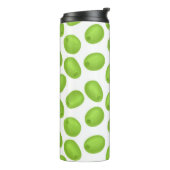 Patroon met groene olijven thermosbeker (Gedraaid links)