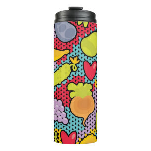 Patroon met groenten en fruit thermosbeker