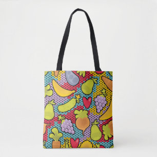 Patroon met groenten en fruit tote bag