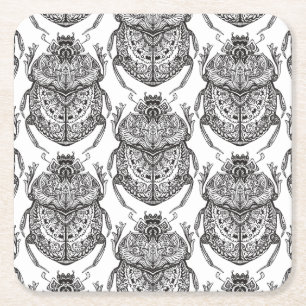 Patroon met handmatige balk vierkante kartonnen onderzetter