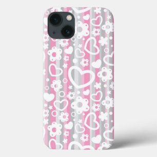 Patroon met hart en bloemen iPhone 13 hoesje
