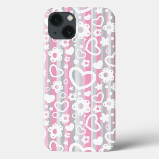 Patroon met hart en bloemen Case-Mate iPhone case (Achterkant)