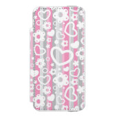 Patroon met hart en bloemen incipio iPhone portemonnee hoesje (Voorkant Agenda)