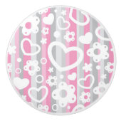 Patroon met hart en bloemen keramische knop (Voorkant)