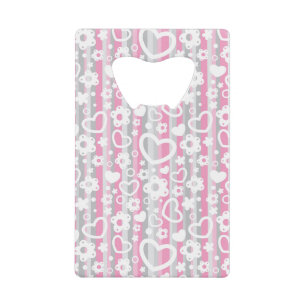 Patroon met hart en bloemen kredietkaart flessenopener