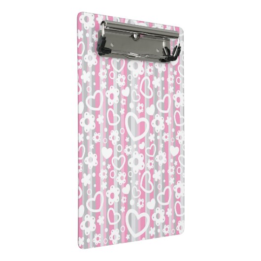 Patroon met hart en bloemen mini klembord (Schuin)