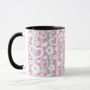 Patroon met hart en bloemen mok