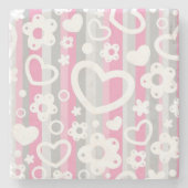 Patroon met hart en bloemen stenen onderzetter (Voorkant)
