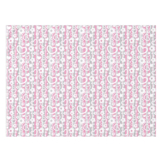 Patroon met hart en bloemen tafelkleed (Voorkant (Horizontaal))