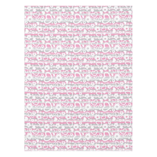 Patroon met hart en bloemen tafelkleed (Voorkant)