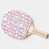 Patroon met hart en bloemen tafeltennisbatje (Zijkant)
