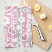 Patroon met hart en bloemen theedoek (Quarter Fold)