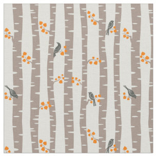 Patroon met herfstbomen en vogels stof