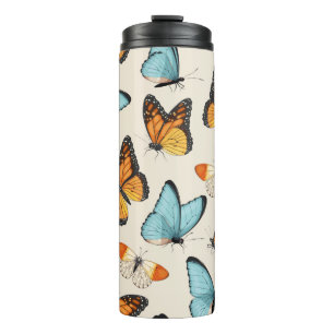  patroon met hoge gedetailleerde tropische butterf thermosbeker