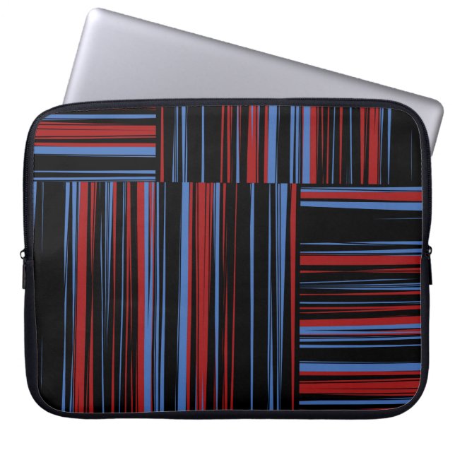 Patroon met horizontale en verticale gekleurde ban laptop sleeve (Voorkant)