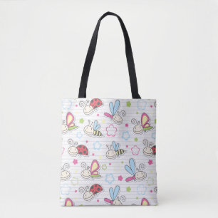 patroon met insecten tote bag