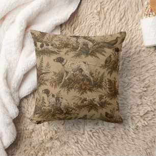 Patroon met jachthonden en vogels in vintage stijl kussen