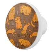Patroon met katten keramische knop (Rechts)