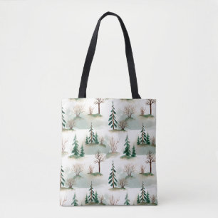 Patroon met kerstbomen, bomen en struiken. Bl Draagtas