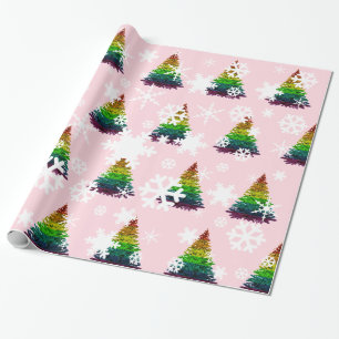 Patroon met kerstbomen voor de vlag van Gay Pride Cadeaupapier