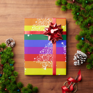 Patroon met kerstbomen voor de vlag van Gay Pride Cadeaupapier