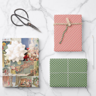 Patroon met kerstfeestelijke kerstcadeaukaarten inpakpapier vel