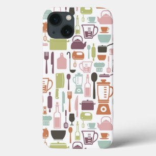 Patroon met kleurrijke kookpictogrammen iPhone 13 hoesje