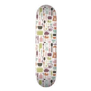 Patroon met kleurrijke kookpictogrammen skateboard