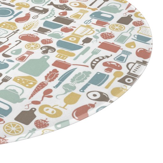 Patroon met kookpictogrammen snijplank (Hoek)