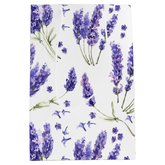 Patroon met lavender Waterverf Flowers Medium Cadeauzakje (Voorkant)