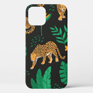 patroon met luipaarden en tropische bladeren iPhone 12 hoesje