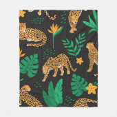 patroon met luipaarden en tropische bladeren fleece deken (Voorkant)