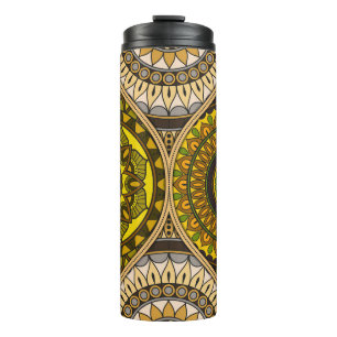 Patroon met mandalas. decoratieve elementen thermosbeker