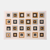 Patroon met mid-century zwarte en terracotta vierk deurmat (Voorkant)