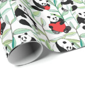 patroon met mooie panda ' s met hart cadeaupapier (Rol Hoek)