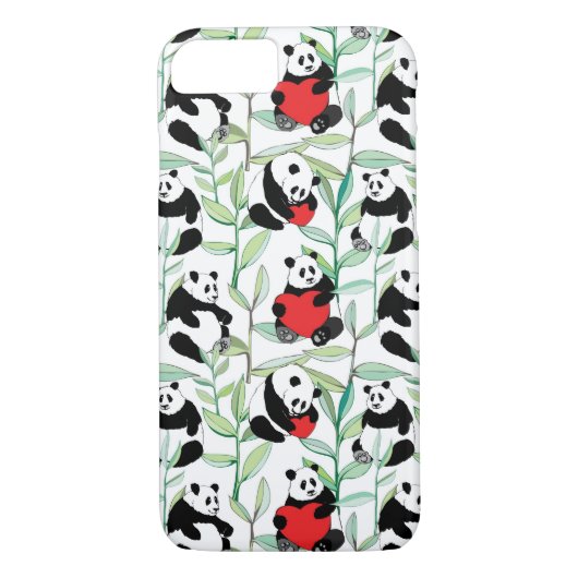 patroon met mooie panda ' s met hart Case-Mate iPhone case (Achterkant)