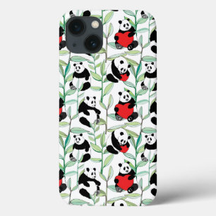 patroon met mooie panda ' s met hart iPhone 13 hoesje