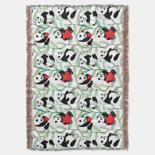 patroon met mooie panda ' s met hart deken (Voorkant Verticaal)