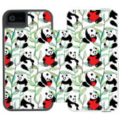 patroon met mooie panda ' s met hart incipio iPhone portemonnee hoesje (Agenda Open)