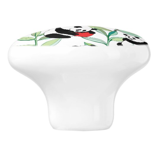 patroon met mooie panda ' s met hart keramische knop (Zijkant)