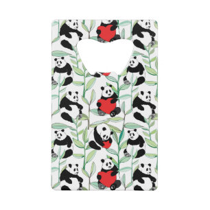 patroon met mooie panda ' s met hart kredietkaart flessenopener