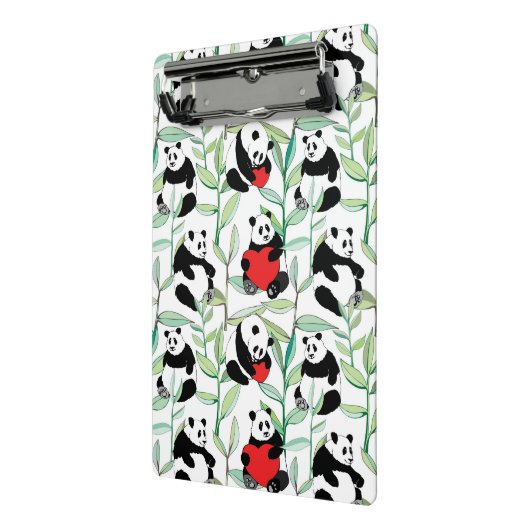 patroon met mooie panda ' s met hart mini klembord (Angled2)