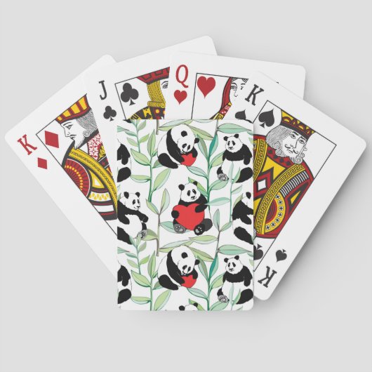 patroon met mooie panda ' s met hart pokerkaarten (Achterkant)
