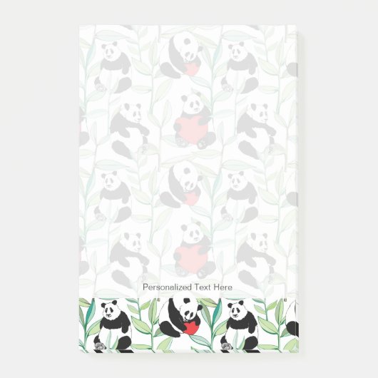 patroon met mooie panda ' s met hart post-it® notes (Voorkant)
