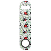 patroon met mooie panda ' s met hart speed flessenopener (Achterkant)