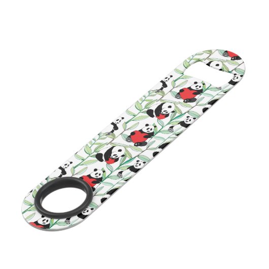 patroon met mooie panda ' s met hart speed flessenopener (Achterkant Gekanteld)